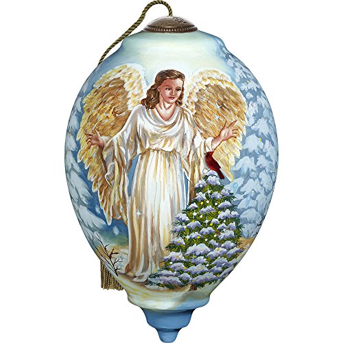 Precious Moments, Ne’Qwa Art 7171118 Hand Painted Blown Glass Standard Princess Shaped Winter Forest Angel Ornament, 5.5-inches