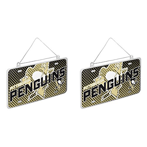 NHL Pittsburgh Penguins Metal License Plate Christmas Ornament Bundle 2 Pack By Forever Collectibles