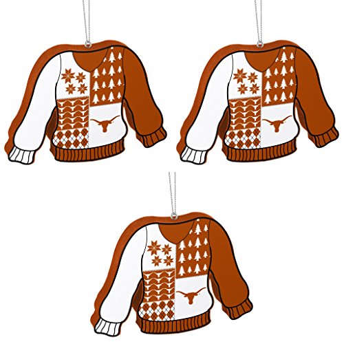 NCAA Texas Longhorns Foam Ugly Sweater Christmas Ornament Bundle 3 Pack By Forever Collectibles