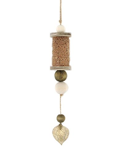 Blossom Bucket 1411-71623 Spool with Wood Beads/Metal Leaf Ornament, 1-1/2 x 11-3/4″