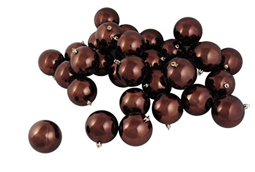 Vickerman 21382754 32 Count Shiny Chocolate Brown Shatterproof Christmas Ball Ornaments, 3.25″