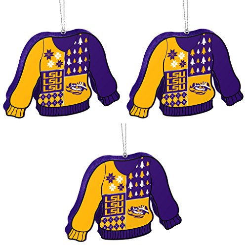 NCAA LSU Tigers Foam Ugly Sweater Christmas Ornament Bundle 3 Pack By Forever Collectibles