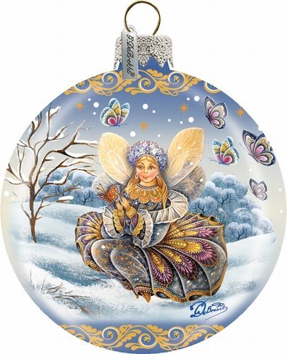 G. Debrekht Butterfly Fairy Ball Ornament, Hand-Painted Glass, 3-Inch, Includes Satin Ribbon for Hanging
