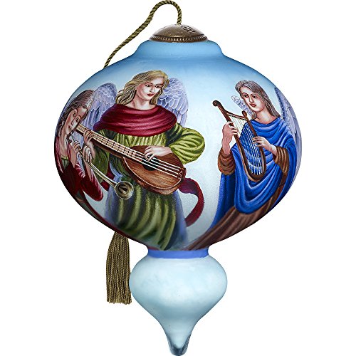 Precious Moments, Ne’Qwa Art 7171104 Hand Painted Blown Glass Standard Marquis Shaped Halleluiah Angels Ormament, 5.5-inches