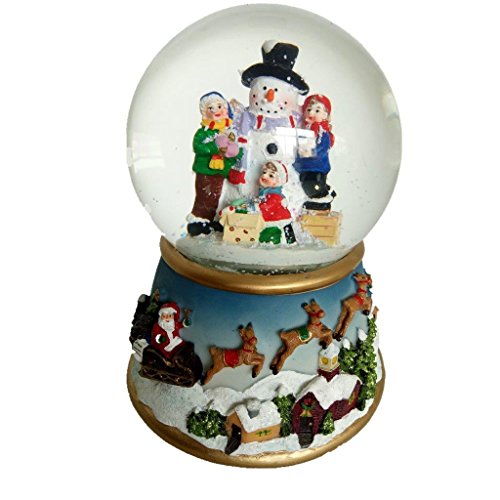 Lightahead Polyresin Musical Christmas Snowman Snow globe Water ball LED light ,flying snow with 8 melodies