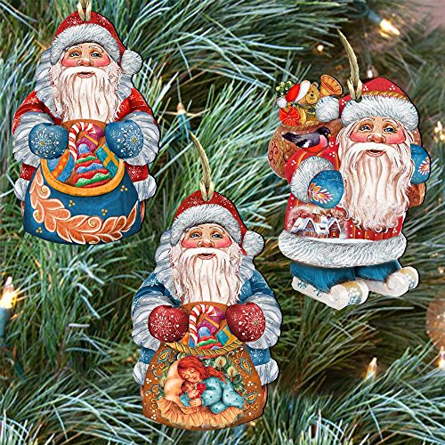 G.DeBrekht Holiday Gifts Christmas Keepsake Wooden Ornament Set of 3 8100007S3