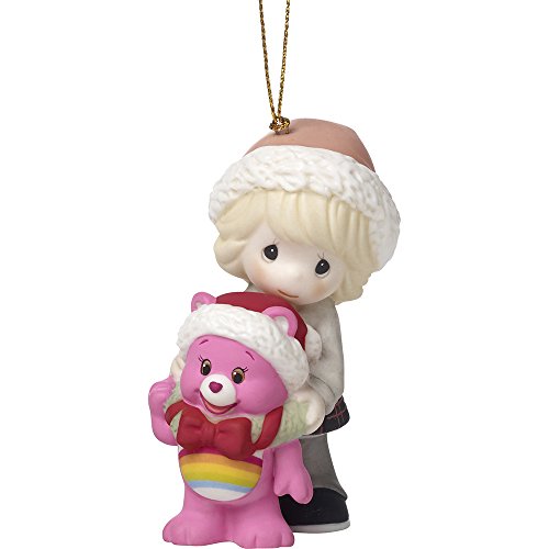 Precious Moments Surrounded By Christmas Cheer Care Bears Bisque Porcelain Ornament, 3.5-inches, 171052