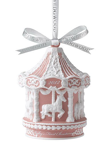 Wedgwood 2012 Holiday Ornaments Annual Baby’s 1st Christmas Pink Carousel