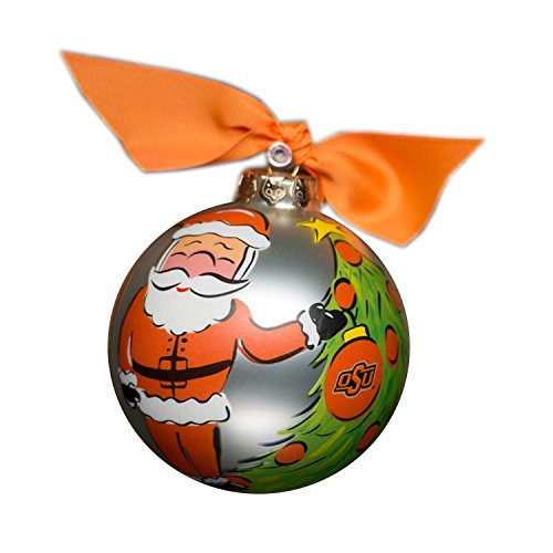 Glory Haus Oklahoma State Glass Santa Ornament, 4-Inch