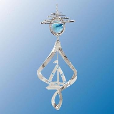 Chrome Plated Sail Boat Mini Top Spiral – Blue – Swarovski Crystal