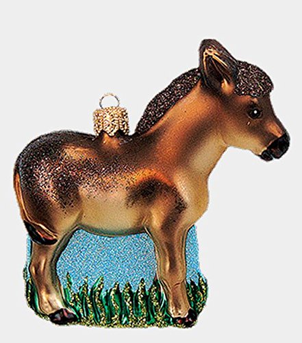 Brown Donkey Polish Mouth Blown Glass Christmas Ornament Animal Decoration