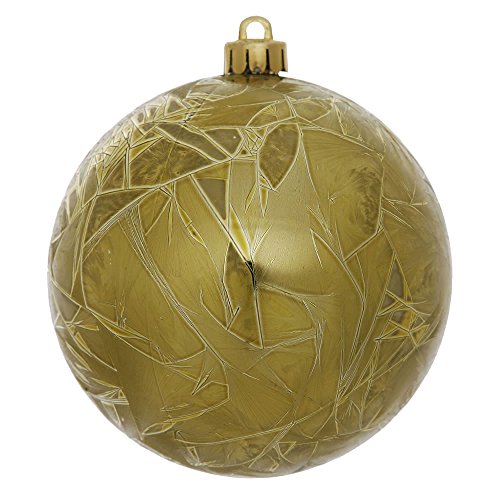 Vickerman Shatterproof Crackle Ball Christmas Ornaments UV Resistant with Drilled Cap, 12 per Bag, 2.75″, Olive
