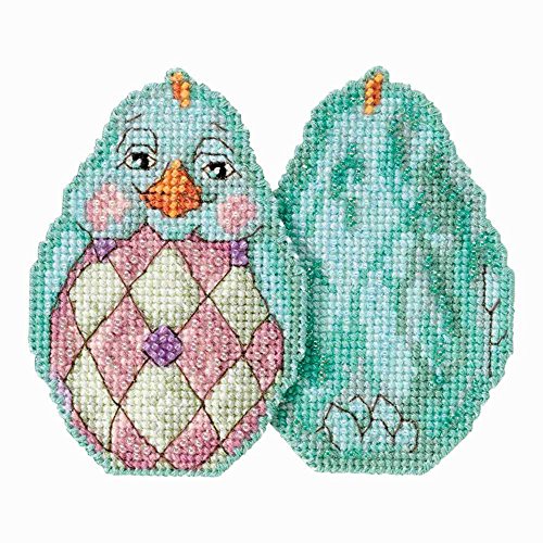Aqua Chick Beaded Counted Cross Stitch Easter Ornament Kit Mill Hill 2017 Jim Shore JS181714
