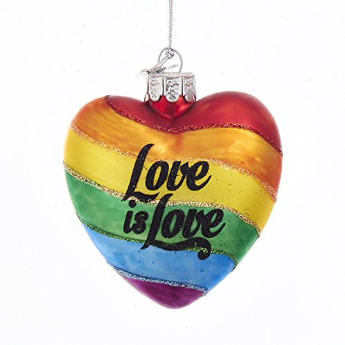 Kurt Adler NOBLE GEMS GLASS “LOVE IS LOVE” RAINBOW HEART ORNAMENT