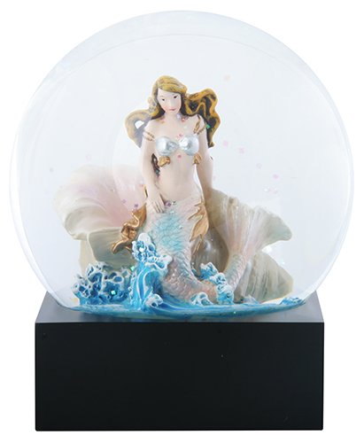 Ebros Gift Ocean Atargatis Goddess Mermaid Rising Over Sea Waves Water Globe Figurine With Glitters 4.5″H Snow Globe