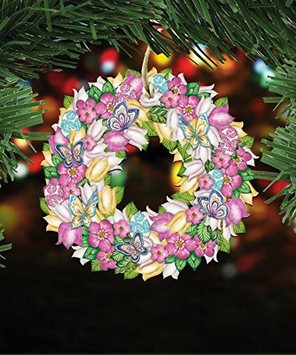 G.DeBrekht’s Spring Wreath Wooden Ornament Set of 3 #8185301-S3