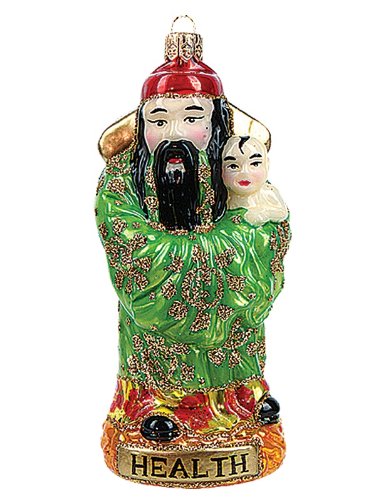 Chinese God of Health Polish Mouth Blown Glass Christmas Ornament Decoration