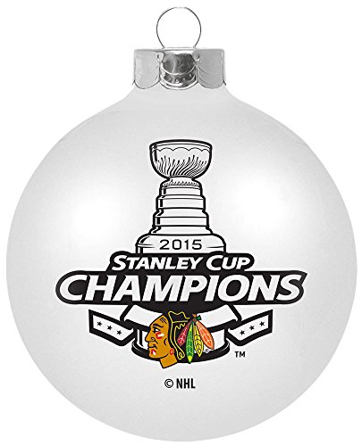 Chicago Blackhawks 2015 Stanley Cup Champions Glass Ornament by Topperscot