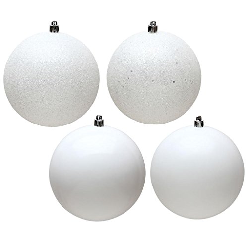 Vickerman 480809 – 2.4″ White 4-Finish Assorted Ball Christmas Tree Ornament (24 pack) (N590611)