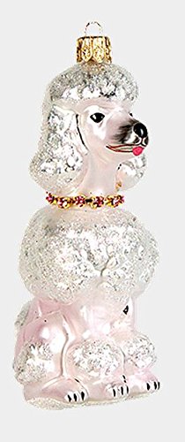 White French Poodle Polish Mouth Blown Glass Christmas Ornament Dog Decoration