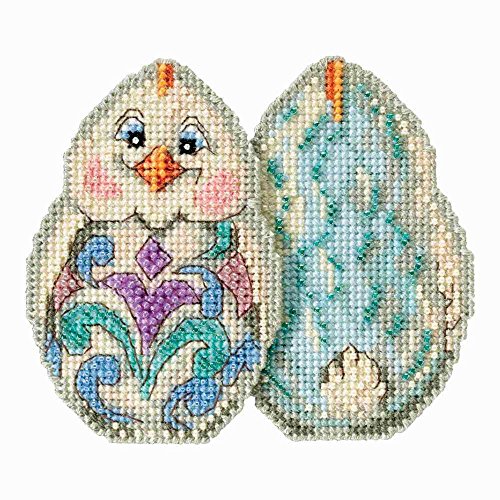 White Chick Beaded Counted Cross Stitch Easter Ornament Kit Mill Hill 2017 Jim Shore JS181713