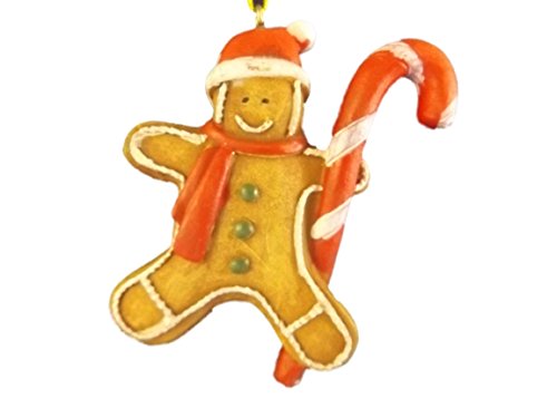 Mary Lake-Thompson Gingerbread Man with Candy Cane & Santa Hat Christmas Tree Ornament