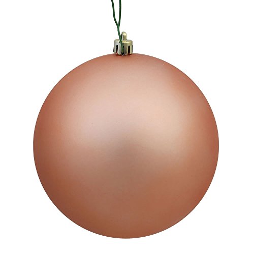 Vickerman N592558DMV Ball Ornament with Shatterproof UV Resistant, Pre-drilled cap Secured & 6″ of Green Floral Wire, 10″, Rose Gold