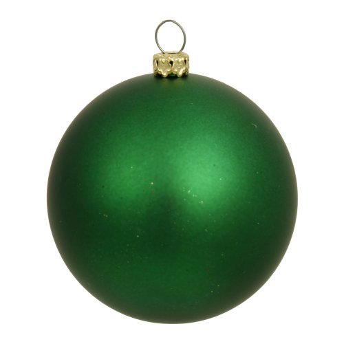 Vickerman Matte Finish Seamless Shatterproof Christmas Ball Ornament, UV Resistant with Drilled Cap, 6 per Bag, 4″, Green