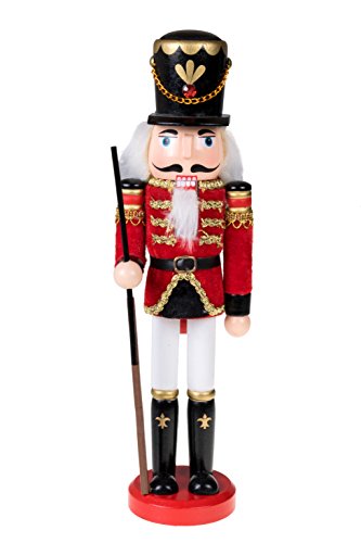 Traditional Wooden Soldier Nutcracker with Rifle by Clever Creations | Festive Christmas Decor | 12″ Tall with Gun Perfect for Shelves and Tables | 100% Wood