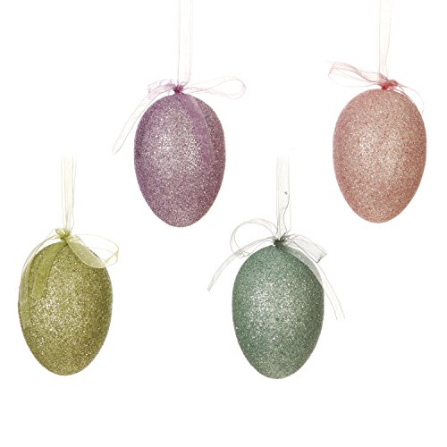 Set of 4 Glitter Egg Ornaments: Easter Egg Decor by RAZ Imports