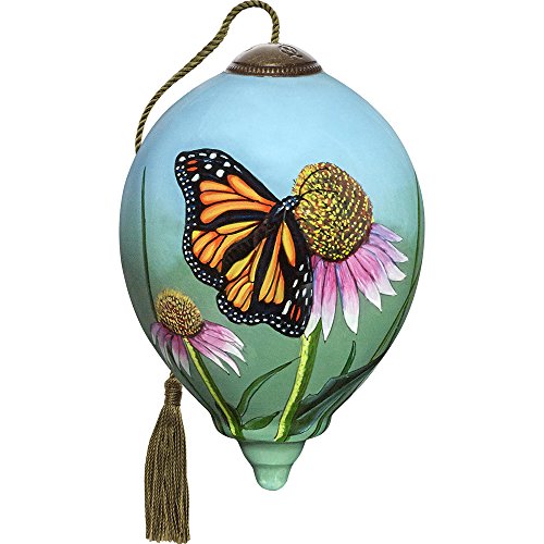 Precious Moments, Ne’Qwa Art 7171163 Hand Painted Blown Glass Petite Princess Shaped Monarch Butterfly Ornament, 3-inches