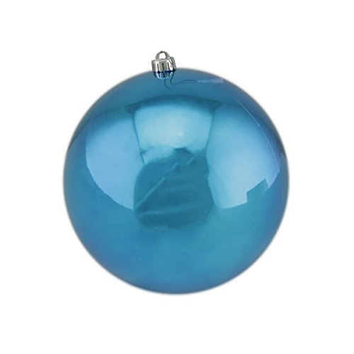 Vickerman Shiny Turquoise UV Resistant Commercial Drilled Shatterproof Christmas Ball Ornament, 10″