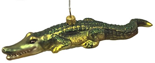 Green Alligator Polish Glass Christmas Tree Ornament Wildlife Animal Decoration