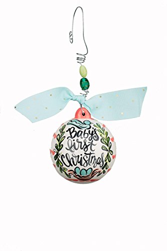 Glory Haus 4 x 4 Baby’s First Christmas Pink Ornament, Multicolor