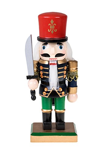 Traditional Soldier Chubby Nutcracker with Sword and Red Hat by Clever Creations | Festive Christmas Decor | 8″ Tall Perfect for Shelves and Tables | Collectible Wooden Nutcracker