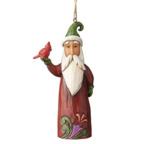 Jim Shore Heartwood Creek Folklore Santa Holding Cardinal Stone Resin Hanging Ornament, 4.5”
