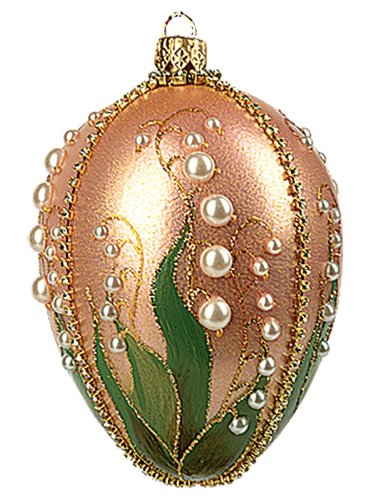 Lilies of the Valley Faberge Inspired Egg Glass Ornament Easter Decoration