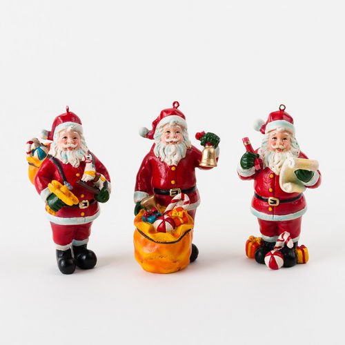 SANTA CLAUS with Toys Ornaments Set of 3 Christmas fd00
