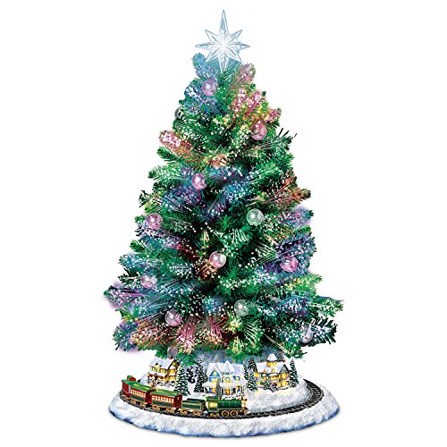 Thomas Kinkade Holiday Sparkle Color-Changing Fiber-Optic Tabletop Christmas Tree by The Bradford Exchange