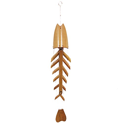 Beachcombers Fish Bamboo Chime Light Brown Decorative Hanging Ornaments