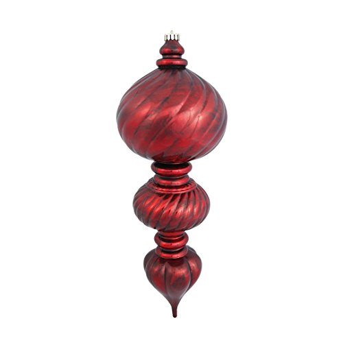 Vickerman ON164903 Sculpted Finial Ornament in 1 per box, 22″, Antique Red