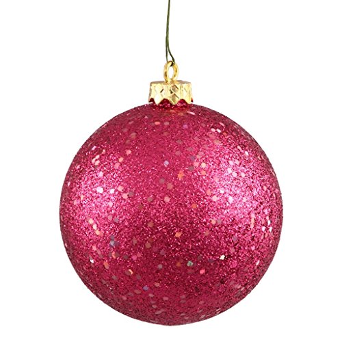 Vickerman Sequin Finish Christmas Ball Ornament Seamless Shatterproof with Drilled Cap, 8″ , Wine