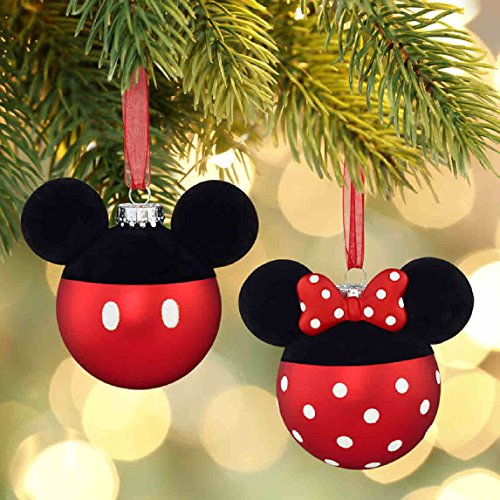 Disney Minnie Mouse OR Mickey Mouse Glass Christmas Ornament (Minnie)