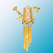 24K Gold Plated Watering Can Wind Chime – Clear – Swarovski Crystal