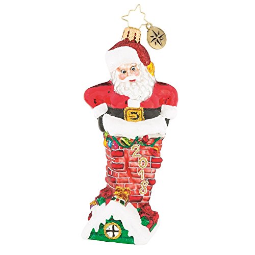 Christopher Radko 2018 Too Much Of A Good Thing Santa Stuck in Chimney Themed Ornament