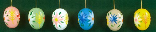 6 Erzgebirge Wood Easter Egg Ornaments Made in Germany New Holiday Decorations