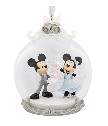 Disney Parks Mickey Minnie Mouse Wedding Figurine Dome Ornament