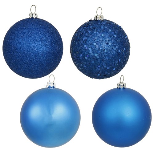 Vickerman 4″ Blue 4 Finish Ball Ornament 12 per Box