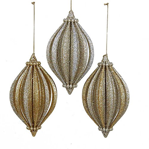 Kurt Adler YAMT1659 Gold Finial Ornament Set of 3
