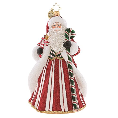 Christopher Radko Peppermint Candy Kringle Santa Glass Ornament